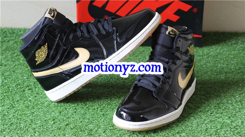 Authentic Air Jordan 1 Black Metallic Gold